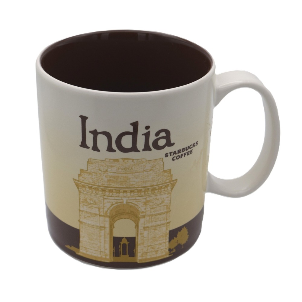 Starbucks India Mug 16oz Brown Cream 2013 Collector Series Gateway Excellent